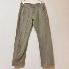 GU スリムフィットストレートカラージーンズ メンズ ベージュ 綿100 M L