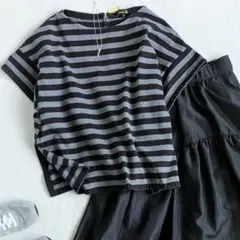 クリーニング済＊Drawer バッグジップボーダーカットソー ririファスナーのサムネイル