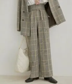 VIS ワイドパンツ　ハイウエストパンツ　チェック柄　ベルト付き　美品