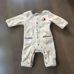 冬用 女の子 ベージュ 水玉 長袖 ロンパース 70cm