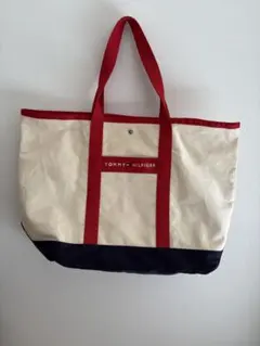 TOMMY HILFIGER トートバッグ アイボリー/ネイビー/レッド