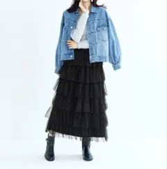 coca チュールティアードスカート ブラック M