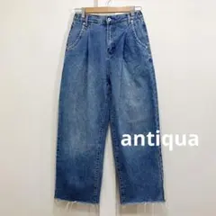 antiqua タック ワイド デニムパンツ カットオフ ボトムス ロング Mのサムネイル