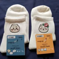 GU　ちいかわ刺繍ソックス 23-25cm ホワイト 2足セット