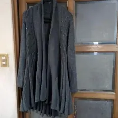 ダークグレー リブ編みカーディガンVIANTE
