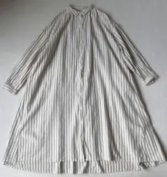 う*ん様 サマンサモスモス　シャツワンピース　ストライプ　コットン　リネン　フリ