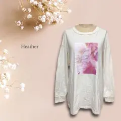 ヘザー♡Tシャツ 長袖 キラキラフォトロンT オーバーサイズ ビッグプリント 綿のサムネイル