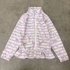 マザウェイズ ラッシュガード キッズ 120 ボーダー コスメ柄 裾フリル女の子