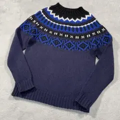 モンクレール MAGLIONE 長袖ニット ノルディック柄 ウール ネイビー Sのサムネイル