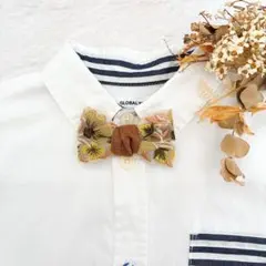 小サイズ　お子様用蝶ネクタイ　グリーン系インド刺繍リボン　七五三　結婚式　発表会