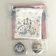 ちいかわベビー　巾着　ハチワレ　ラッコ　くら寿司　マグネット缶バッジ　3点セット