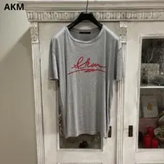 未使用 AKM Tシャツ XL グレー リップロゴプリント レーヨン×コットンのサムネイル