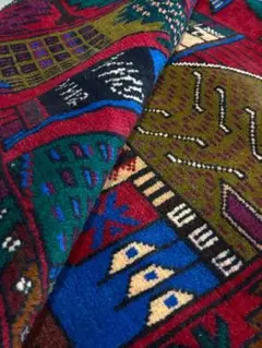 ⚫︎Picture Rug⚫︎202×109cm　アフガンラグ　ヴィンテージ