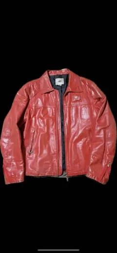 Versace ヴェルサーチ　leather jacket レッド　赤のサムネイル