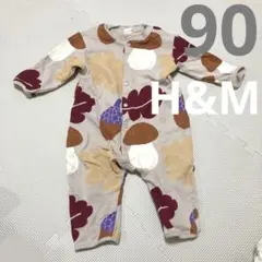 【美品】H&M 葉っぱ柄ロンパース 18M90cm