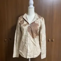 極美LE-FLUY レ・フルーイ 総柄 長袖 ブラウス ベージュ キュプラ 