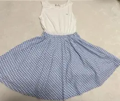 ポンポネット ノースリーブ ワンピース L 160 ギンガム　ブルーのサムネイル