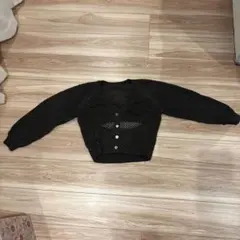 網目編みクロップドカーディガン