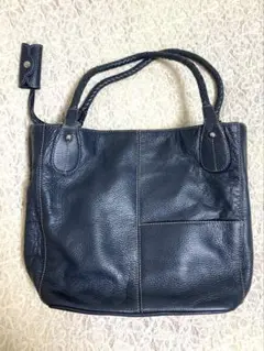ネイビー レザー トートバッグ