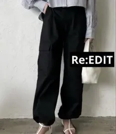 Re:EDIT コットンツイルカーゴジョガーパンツ Mサイズ　ブラック