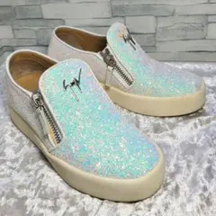 【美品】✨GIUSEPPE ZANOTTI 22cm スリッポン ラメ 青 35のサムネイル