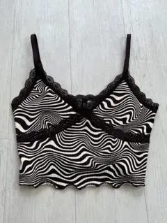 H&M クロップド キャミソール ゼブラ柄 Y2K ブラウン