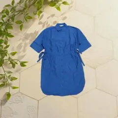 古着 UNIQLO ユニクロ ドローストリング シャツワンピース ロイヤルブルー