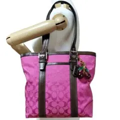Coach Tote Bag Signature Canvas pink y2k