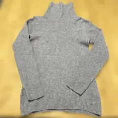 グレー ウール100% タートルネックセーター