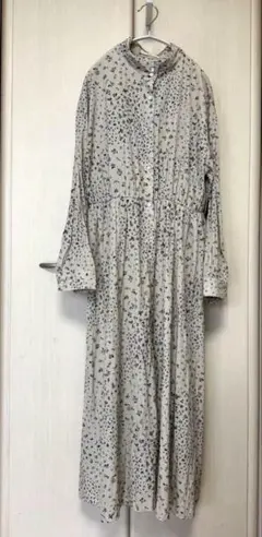 cepo 小花柄 シャツワンピース ロング M アイボリー フロントボタン 長袖