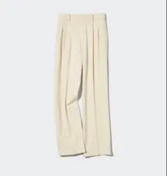 ユニクロ タックワイドパンツ（ツータック) クリーム Sサイズ