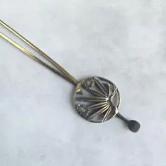 アンティーク　金工　平打ち　簪　銀かんざし　笹　菊花　ち3　着物　浴衣　骨董