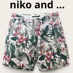 niko and... リネン混 ハワイアン柄ショートパンツ Mサイズ メンズのサムネイル