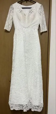 ウェディングドレス　ホワイト　レース