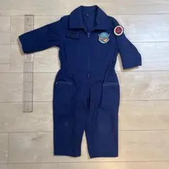 航空パッチ付きネイビーオーバーオール 90