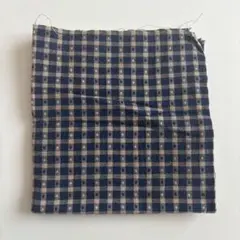 【新品・未使用（美品）】チェック柄×ドット柄のコットンリネン（ブルー）