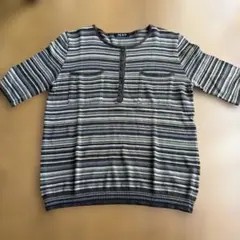 ハレルヤ 半袖ニット ボーダー ポケット付き