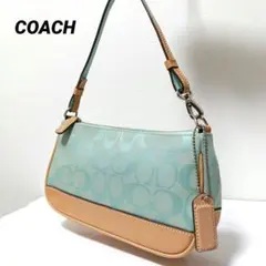コーチ ソーホー ハンドバッグ アクセサリーポーチ ワンショルダー 水色