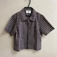 美品　jouetie チェック柄 ジップアップ 半袖シャツのサムネイル