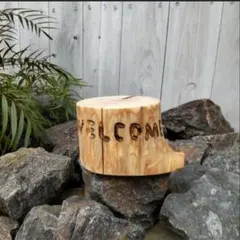 ウェルカムボード　表札　丸太　花台　植物　Welcome　キャンドルのサムネイル