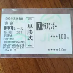 【馬券】グラスワンダー出走　第49回安田記念　現地購入単勝馬券