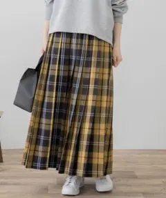 アーバンリサーチ サニーレーベル　チェックプリーツイージースカート イエロー