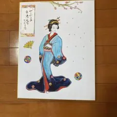 村上隆 京都の舞妓さん 青に桜 ポスター 直筆サイン入り 未使用