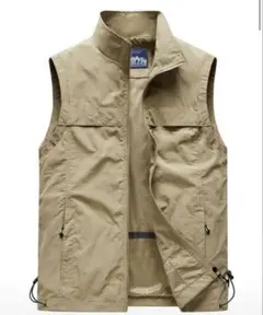 ナイロンジップベストカーキ
