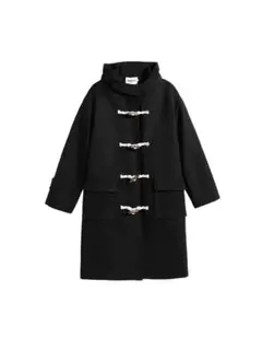 ブラックダッフルコート フード付き