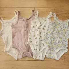 肌着　ロンパース　前開き　キャミソール　ノースリーブ　花柄　レース　しまむら