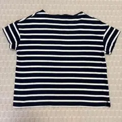 無印良品　紺/白ストライプ 半袖Tシャツ Sサイズ