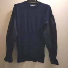 ベラデッソ　紺 ニット LL 布帛ギャザー袖