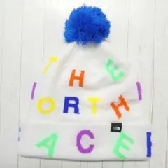 ザ ノースフェイス ジュニア ポンポン付き ニットキャップ ビーニー 白xマルチ