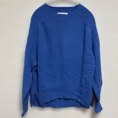 ikka 青 ニットセーター Lサイズ